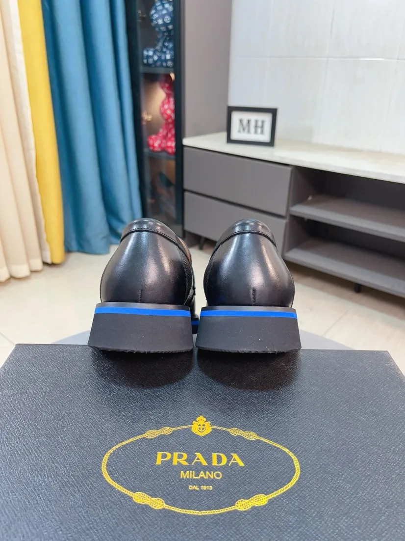 Men's shoes 💰540🌹🌹【PRADA Leather Shoes】Top purchasing agency Original imported Italian custom-made open-edge beaded cowhide leather surface, fully imported water-dyed breathable cowhide lining, original factory special molded sole super comfortable, size: 38-44